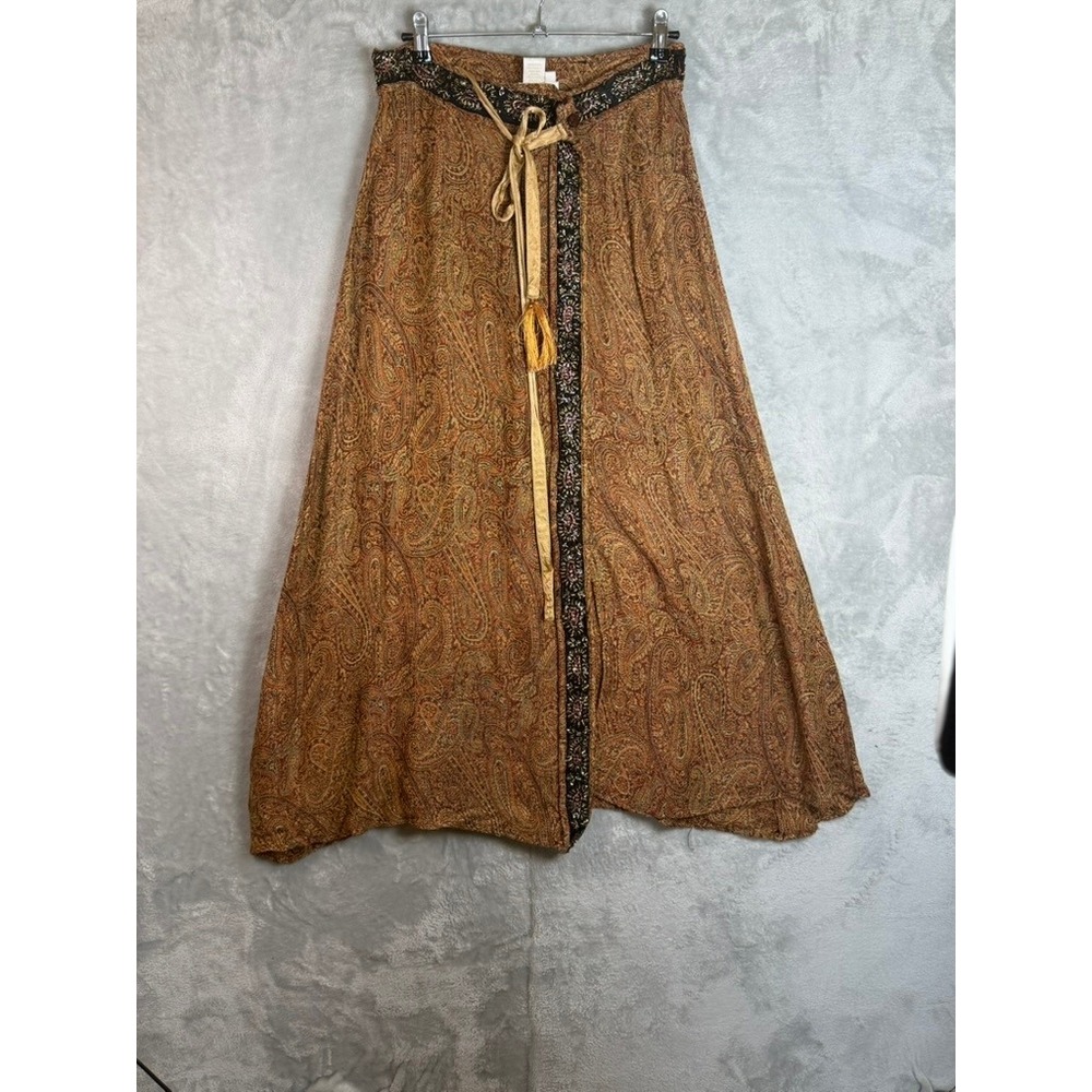 SOFT SURROUNDINGS Maxi Skirt Women S Paisley‎ Rayon Beaded Side Slit Boho